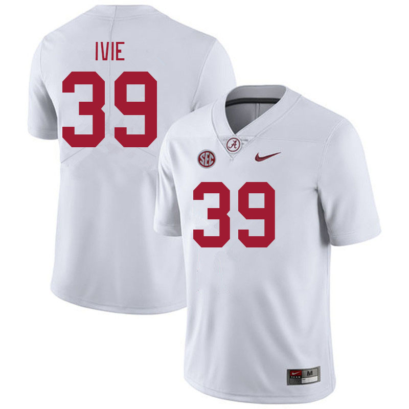 Men #39 Jake Ivie Alabama Crimson Tide College Footabll Jerseys Stitched Sale-White